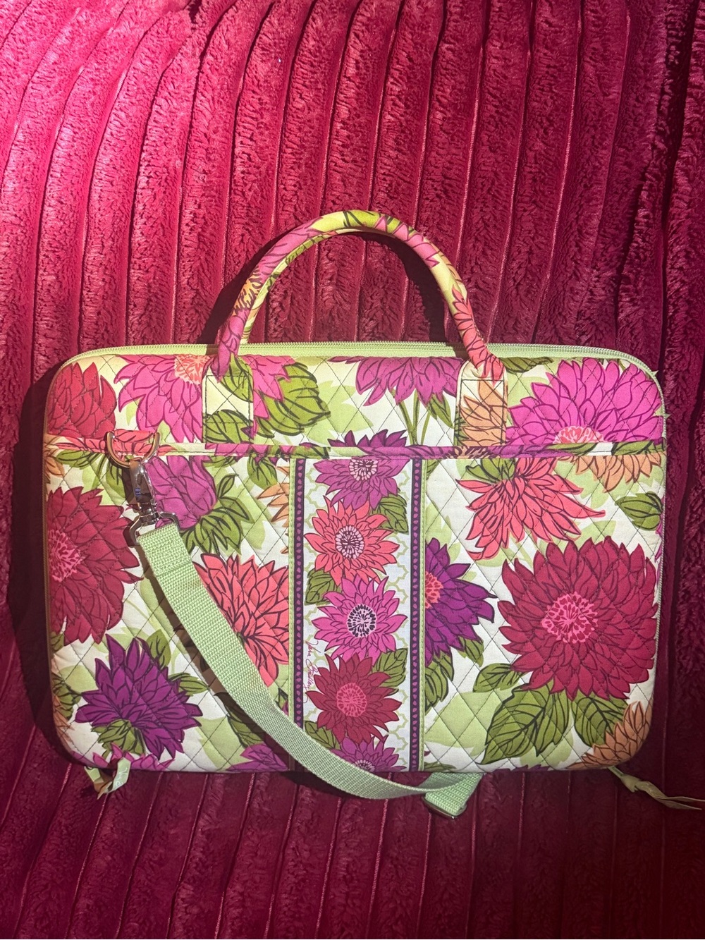 Vera Bradley Floral Quilted Laptop Bag in Pink, Green & Purple